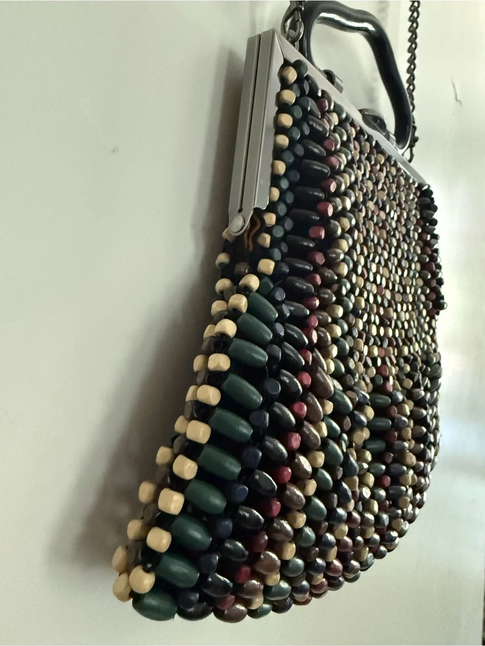 Patricia Nash Almarza Small Forest Bead Wood Clutch/Shoulder Bag
